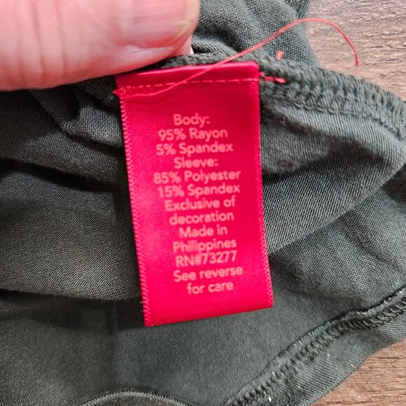 New Jennifer Lopez Metallic Green Women's Top Ruched Mesh Sleeve Large Tee - Picture 11 of 16